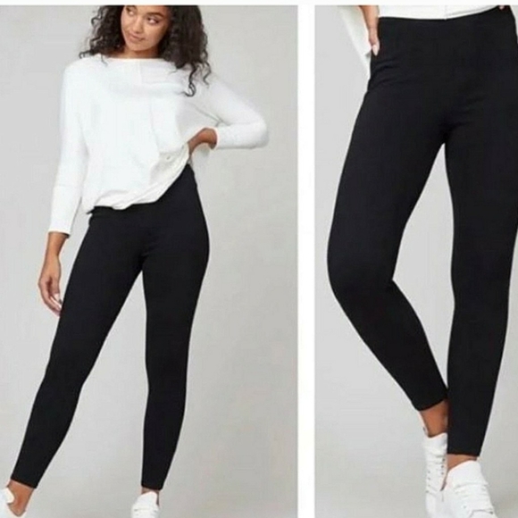 Spanx Black Pull On Denim Pants Skinny Jeggings High Waisted Womens Sz S Petite - Picture 2 of 13